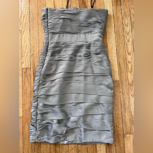 Anthropologie Monique Lhuillier Silver Strapless Formal Mini Dress - Picture 5 of 5